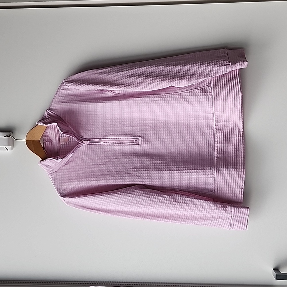 Hyba Pale Pink Waffle Impression Half Zip Fleece Workout Top